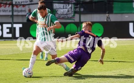 Fussball Bundesliga. SK Austria Klagenfurt gegen SK Rapid Wien.   Florian Jaritz,  (Klagenfurt),  Kevin Wimmer  (Rapid).  Klagenfurt, am 3.6.2023.
Foto: Kuess
---
pressefotos, pressefotografie, kuess, qs, qspictures, sport, bild, bilder, bilddatenbank