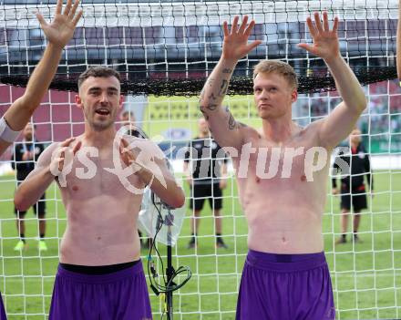 Fussball Bundesliga. SK Austria Klagenfurt gegen SK Rapid Wien.  Andrew Irving, Jonas Arweiler (Klagenfurt). Klagenfurt, am 3.6.2023.
Foto: Kuess
---
pressefotos, pressefotografie, kuess, qs, qspictures, sport, bild, bilder, bilddatenbank