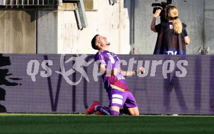 Fussball Bundesliga. SK Austria Klagenfurt gegen SK Rapid Wien.  Torjubel Sinan Karweina (Klagenfurt). Klagenfurt, am 3.6.2023.
Foto: Kuess
---
pressefotos, pressefotografie, kuess, qs, qspictures, sport, bild, bilder, bilddatenbank