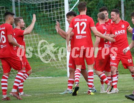 Fussball Kaerntner Liga. SK Austria KLagenfurt Amateure gegen ATSV Wolfsberg. Torjubel  (Wolfsberg). Brueckl, am 9.6.2023.
Foto: Kuess



---
pressefotos, pressefotografie, kuess, qs, qspictures, sport, bild, bilder, bilddatenbank