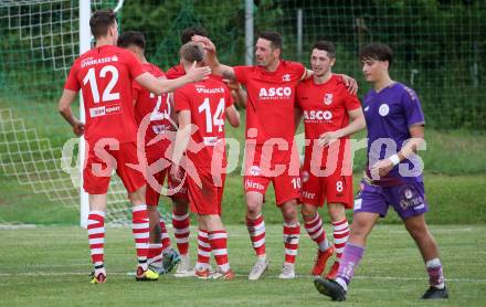 Fussball Kaerntner Liga. SK Austria KLagenfurt Amateure gegen ATSV Wolfsberg.  Torjubel   (Wolfsberg). Brueckl, am 9.6.2023.
Foto: Kuess



---
pressefotos, pressefotografie, kuess, qs, qspictures, sport, bild, bilder, bilddatenbank