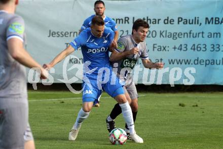 Fussball KFV Cup. SAK gegen Dellach/Gail. Marko Gajic  (SAK),  Philipp Werner Kofler  (Dellach). Klagenfurt, am 17.6.2023.
Foto: Kuess



---
pressefotos, pressefotografie, kuess, qs, qspictures, sport, bild, bilder, bilddatenbank