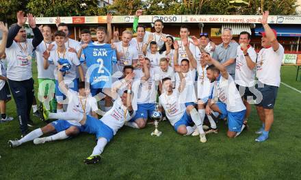 Fussball KFV Cup. SAK gegen Dellach/Gail.  Jubel (SAK). Klagenfurt, am 17.6.2023.
Foto: Kuess



---
pressefotos, pressefotografie, kuess, qs, qspictures, sport, bild, bilder, bilddatenbank