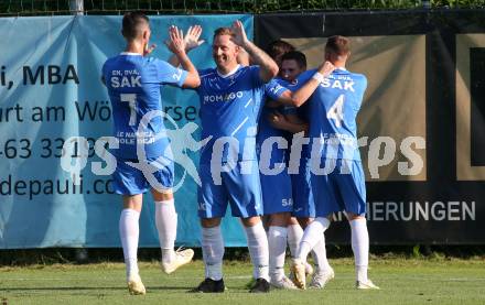 Fussball KFV Cup. SAK gegen Dellach/Gail.  Torjubel Darijo Biscan, Darjan Aleksic  (SAK). Klagenfurt, am 17.6.2023.
Foto: Kuess



---
pressefotos, pressefotografie, kuess, qs, qspictures, sport, bild, bilder, bilddatenbank