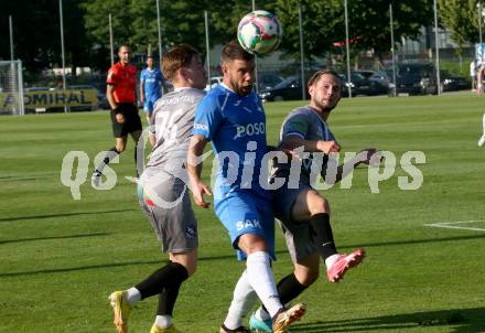 Fussball KFV Cup. SAK gegen Dellach/Gail.  Uros Palibrk (SAK),   Fabio Revelant, Maximilian Wastian  (Dellach). Klagenfurt, am 17.6.2023.
Foto: Kuess



---
pressefotos, pressefotografie, kuess, qs, qspictures, sport, bild, bilder, bilddatenbank