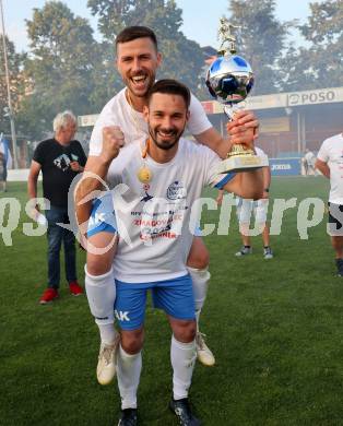 Fussball KFV Cup. SAK gegen Dellach/Gail.  Jubel Darjan Aleksic, Patrick Lausegger (SAK). Klagenfurt, am 17.6.2023.
Foto: Kuess



---
pressefotos, pressefotografie, kuess, qs, qspictures, sport, bild, bilder, bilddatenbank