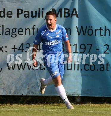 Fussball KFV Cup. SAK gegen Dellach/Gail.  Torjubel Luka Vukovic, (SAK). Klagenfurt, am 17.6.2023.
Foto: Kuess



---
pressefotos, pressefotografie, kuess, qs, qspictures, sport, bild, bilder, bilddatenbank