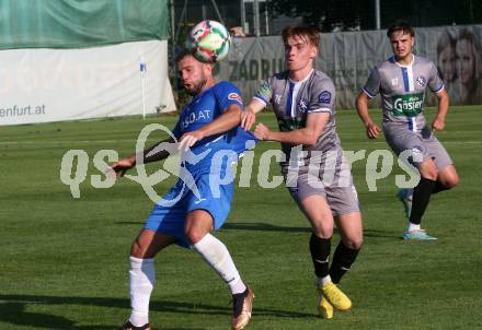 Fussball KFV Cup. SAK gegen Dellach/Gail. Uros Palibrk  (SAK),  Fabio Revelant  (Dellach). Klagenfurt, am 17.6.2023.
Foto: Kuess



---
pressefotos, pressefotografie, kuess, qs, qspictures, sport, bild, bilder, bilddatenbank