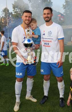 Fussball KFV Cup. SAK gegen Dellach/Gail.  Darjan Aleksic, Patrick Lausegger (SAK). Klagenfurt, am 17.6.2023.
Foto: Kuess



---
pressefotos, pressefotografie, kuess, qs, qspictures, sport, bild, bilder, bilddatenbank