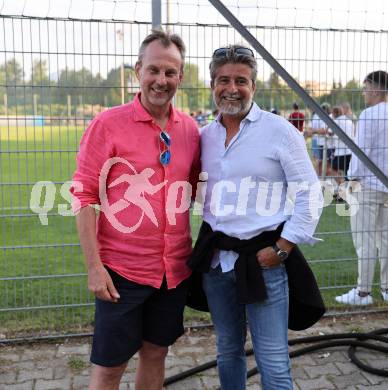 Fussball KFV Cup. SAK gegen Dellach/Gail.  Dietmar Thuller, Stefan Sandrieser (SAK). Klagenfurt, am 17.6.2023.
Foto: Kuess



---
pressefotos, pressefotografie, kuess, qs, qspictures, sport, bild, bilder, bilddatenbank