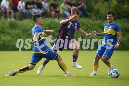 Fussball Bundesliga Testspiel. DSG/ATUS Ferlach gegen SK Austria Klagenfurt. Moritz Berg (Austria KLagenfurt). Ferlach, am 30.6.2023.
Foto: Kuess



---
pressefotos, pressefotografie, kuess, qs, qspictures, sport, bild, bilder, bilddatenbank