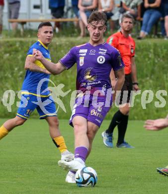 Fussball Bundesliga Testspiel. DSG/ATUS Ferlach gegen SK Austria Klagenfurt.  Moritz Berg (Austria KLagenfurt). Ferlach, am 30.6.2023.
Foto: Kuess



---
pressefotos, pressefotografie, kuess, qs, qspictures, sport, bild, bilder, bilddatenbank