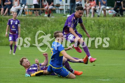 Fussball Bundesliga Testspiel. DSG/ATUS Ferlach gegen SK Austria Klagenfurt. Jonas Arweiler, Sinan Karweina (Austria KLagenfurt). Ferlach, am 30.6.2023.
Foto: Kuess



---
pressefotos, pressefotografie, kuess, qs, qspictures, sport, bild, bilder, bilddatenbank