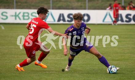 Fussball Bundesliga. Testspiel. ATSV Wolfsberg gegen SK Austria KLagenfurt.  Jannik Robatsch  (KLagenfurt). Wolfsberg, am 4.7.2023.
Foto: Kuess



---
pressefotos, pressefotografie, kuess, qs, qspictures, sport, bild, bilder, bilddatenbank