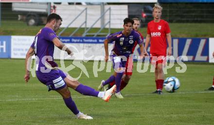 Fussball Bundesliga. Testspiel. ATSV Wolfsberg gegen SK Austria KLagenfurt.  Andrew Irving  (KLagenfurt). Wolfsberg, am 4.7.2023.
Foto: Kuess



---
pressefotos, pressefotografie, kuess, qs, qspictures, sport, bild, bilder, bilddatenbank