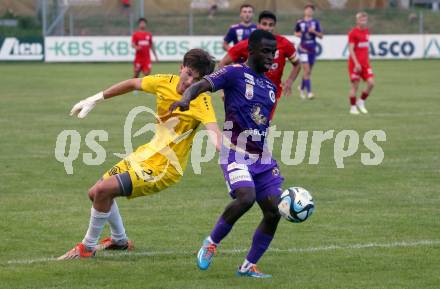 Fussball Bundesliga. Testspiel. ATSV Wolfsberg gegen SK Austria KLagenfurt.    Solomon Bonnah (KLagenfurt). Wolfsberg, am 4.7.2023.
Foto: Kuess



---
pressefotos, pressefotografie, kuess, qs, qspictures, sport, bild, bilder, bilddatenbank