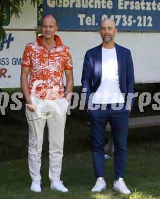 Fussball Bundesliga. Testspiel. Sk Austria KLagenfurt gegen Liefering.  Herbert Matschek, Guenther Gorenzel.  Gmuend, am 7.7. 2023.
Foto: Kuess



---
pressefotos, pressefotografie, kuess, qs, qspictures, sport, bild, bilder, bilddatenbank