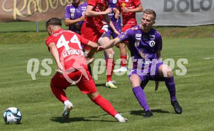 Fussball Bundesliga. Testspiel. Sk Austria KLagenfurt gegen Liefering.  Christopher Cvetko,  (Austria), Mark Gevorgyan   (Liefering). Gmuend, am 7.7. 2023.
Foto: Kuess



---
pressefotos, pressefotografie, kuess, qs, qspictures, sport, bild, bilder, bilddatenbank