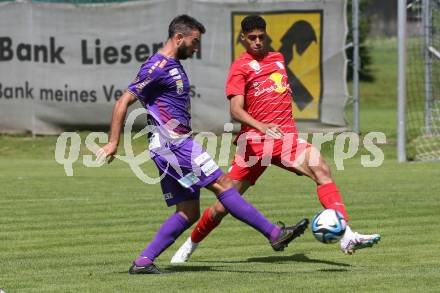 Fussball Bundesliga. Testspiel. Sk Austria KLagenfurt gegen Liefering.  Kosmas Gkezos, (Austria),    (Liefering). Gmuend, am 7.7. 2023.
Foto: Kuess



---
pressefotos, pressefotografie, kuess, qs, qspictures, sport, bild, bilder, bilddatenbank