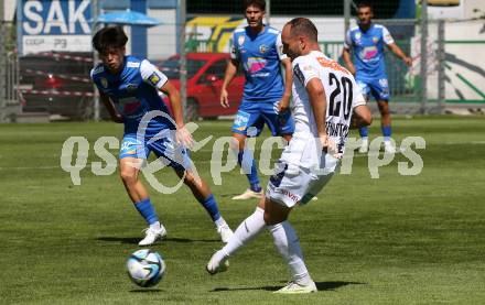 Fussball Testspiel. SK Austria Klagenfurt gegen SKN St. Poelten. Rico Benatelli   (Klagenfurt). Welzenegg, am 15.7.2023.
Foto: Kuess



---
pressefotos, pressefotografie, kuess, qs, qspictures, sport, bild, bilder, bilddatenbank