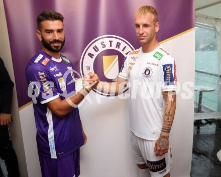 Fussball Bundesliga. Kick off, SK Austria KLagenfurt. Kosmas Gkezos, Florian Jaritz  . KLagenfurt, am 18.7.2023.
Foto: Kuess



---
pressefotos, pressefotografie, kuess, qs, qspictures, sport, bild, bilder, bilddatenbank