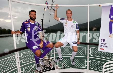 Fussball Bundesliga. Kick off, SK Austria KLagenfurt.  Kosmas Gkezos, Florian Jaritz . KLagenfurt, am 18.7.2023.
Foto: Kuess



---
pressefotos, pressefotografie, kuess, qs, qspictures, sport, bild, bilder, bilddatenbank