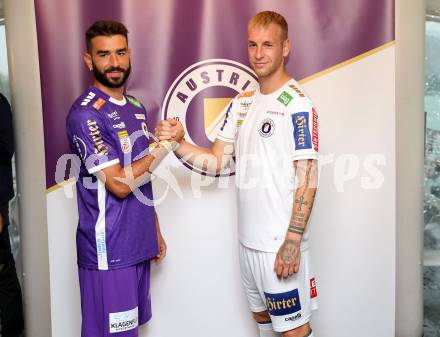 Fussball Bundesliga. Kick off, SK Austria KLagenfurt.  Kosmas Gkezos, Florian Jaritz . KLagenfurt, am 18.7.2023.
Foto: Kuess



---
pressefotos, pressefotografie, kuess, qs, qspictures, sport, bild, bilder, bilddatenbank