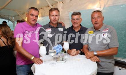 Fussball Bundesliga. Kick off, SK Austria KLagenfurt.  Robert Micheu, Co-Trainer Martin Lassnig, Ernst Benischke, Trainer Peter Pacult . KLagenfurt, am 18.7.2023.
Foto: Kuess



---
pressefotos, pressefotografie, kuess, qs, qspictures, sport, bild, bilder, bilddatenbank