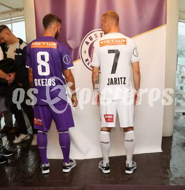 Fussball Bundesliga. Kick off, SK Austria KLagenfurt.  Kosmas Gkezos, Florian Jaritz . KLagenfurt, am 18.7.2023.
Foto: Kuess



---
pressefotos, pressefotografie, kuess, qs, qspictures, sport, bild, bilder, bilddatenbank