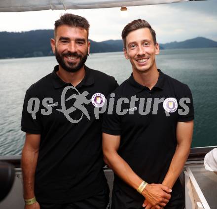 Fussball Bundesliga. Kick off, SK Austria KLagenfurt.  Kosmas Gkezos, Till Schumacher . KLagenfurt, am 18.7.2023.
Foto: Kuess



---
pressefotos, pressefotografie, kuess, qs, qspictures, sport, bild, bilder, bilddatenbank