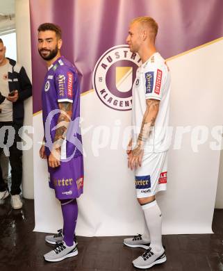 Fussball Bundesliga. Kick off, SK Austria KLagenfurt.  Kosmas Gkezos, Florian Jaritz . KLagenfurt, am 18.7.2023.
Foto: Kuess



---
pressefotos, pressefotografie, kuess, qs, qspictures, sport, bild, bilder, bilddatenbank