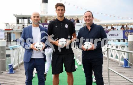 Fussball Bundesliga. Kick off, SK Austria KLagenfurt.   Guenther Gorenzel, Thorsten Mahrer. KLagenfurt, am 18.7.2023.
Foto: Kuess



---
pressefotos, pressefotografie, kuess, qs, qspictures, sport, bild, bilder, bilddatenbank