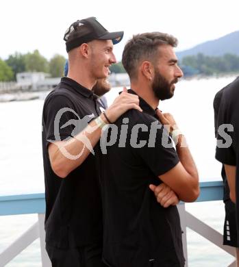 Fussball Bundesliga. Kick off, SK Austria KLagenfurt.  Nicolas Wimmer, Kosmas Gkezos . KLagenfurt, am 18.7.2023.
Foto: Kuess



---
pressefotos, pressefotografie, kuess, qs, qspictures, sport, bild, bilder, bilddatenbank