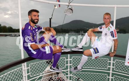 Fussball Bundesliga. Kick off, SK Austria KLagenfurt.  Kosmas Gkezos, Florian Jaritz . KLagenfurt, am 18.7.2023.
Foto: Kuess



---
pressefotos, pressefotografie, kuess, qs, qspictures, sport, bild, bilder, bilddatenbank