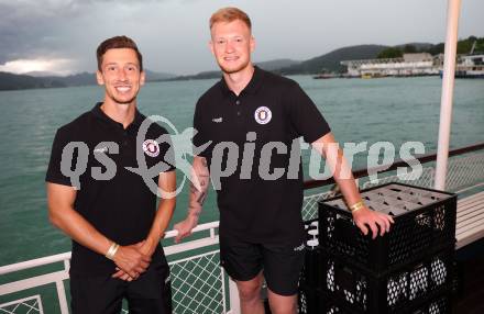 Fussball Bundesliga. Kick off, SK Austria KLagenfurt. Till Schumacher, Jonas Arweiler  . KLagenfurt, am 18.7.2023.
Foto: Kuess



---
pressefotos, pressefotografie, kuess, qs, qspictures, sport, bild, bilder, bilddatenbank