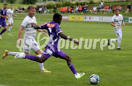 Fussball Bundesliga. Testspiel. ASKOE Koettmannsdorf gegen SK Austria Klagenfurt. Solomon Bonnah  (Austria KLagenfurt). Koettmannsdorf, am 19.7.2023.
Foto: Kuess



---
pressefotos, pressefotografie, kuess, qs, qspictures, sport, bild, bilder, bilddatenbank