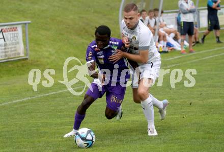 Fussball Bundesliga. Testspiel. ASKOE Koettmannsdorf gegen SK Austria Klagenfurt.  Solomon Bonnah (Austria KLagenfurt). Koettmannsdorf, am 19.7.2023.
Foto: Kuess



---
pressefotos, pressefotografie, kuess, qs, qspictures, sport, bild, bilder, bilddatenbank