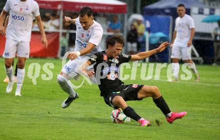 Fussball OEFB Cup. SAK gegen Sturm Graz.  Yosifov Svetlozar Angelov,, (SAK),  William Boving Vick   (Sturm Graz). KLagenfurt, am 22.7.2023.
Foto: Kuess






---
pressefotos, pressefotografie, kuess, qs, qspictures, sport, bild, bilder, bilddatenbank