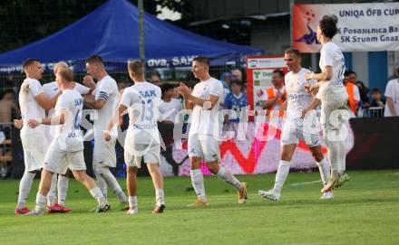 Fussball OEFB Cup. SAK gegen Sturm Graz. Torjubel SAK. KLagenfurt, am 22.7.2023.
Foto: Kuess






---
pressefotos, pressefotografie, kuess, qs, qspictures, sport, bild, bilder, bilddatenbank