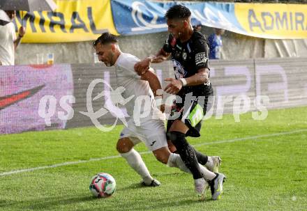 Fussball OEFB Cup. SAK gegen Sturm Graz.  Yosifov Svetlozar Angelov,  (SAK),  Manprit Sarkaria  (Sturm Graz). KLagenfurt, am 22.7.2023.
Foto: Kuess






---
pressefotos, pressefotografie, kuess, qs, qspictures, sport, bild, bilder, bilddatenbank