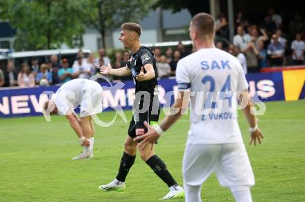 Fussball OEFB Cup. SAK gegen Sturm Graz.  Torjubel Szymon Wlodarczyk  (Sturm Graz). KLagenfurt, am 22.7.2023.
Foto: Kuess






---
pressefotos, pressefotografie, kuess, qs, qspictures, sport, bild, bilder, bilddatenbank