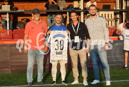 Fussball OEFB Cup. SAK gegen Sturm Graz.  Mirko Oraze, Yosfov Svetlozar Angelov, Claudio Trevisan, Manuel Jug. KLagenfurt, am 22.7.2023.
Foto: Kuess






---
pressefotos, pressefotografie, kuess, qs, qspictures, sport, bild, bilder, bilddatenbank