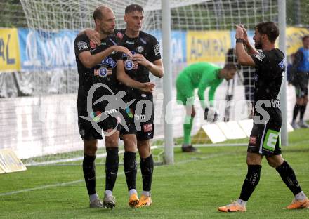 Fussball OEFB Cup. SAK gegen Sturm Graz. Torjubel Jan Gorenc Stankovic, , Szymon Wlodarczyk  (Sturm Graz). KLagenfurt, am 22.7.2023.
Foto: Kuess






---
pressefotos, pressefotografie, kuess, qs, qspictures, sport, bild, bilder, bilddatenbank