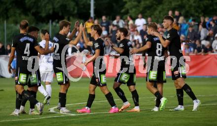 Fussball OEFB Cup. SAK gegen Sturm Graz.  Torjubel Sturm Graz. KLagenfurt, am 22.7.2023.
Foto: Kuess






---
pressefotos, pressefotografie, kuess, qs, qspictures, sport, bild, bilder, bilddatenbank