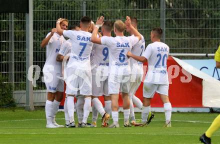 Fussball OEFB Cup. SAK gegen Sturm Graz.  Torjubel Izidor Erazem Kamsek (SAK). KLagenfurt, am 22.7.2023.
Foto: Kuess






---
pressefotos, pressefotografie, kuess, qs, qspictures, sport, bild, bilder, bilddatenbank