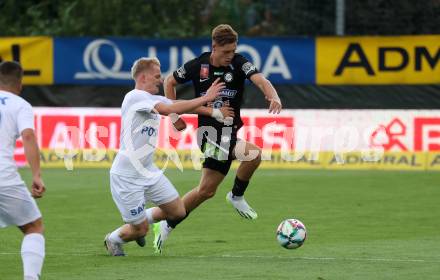 Fussball OEFB Cup. SAK gegen Sturm Graz. Toni Dullnig,   (SAK),   Alexander Prass (Sturm Graz). KLagenfurt, am 22.7.2023.
Foto: Kuess






---
pressefotos, pressefotografie, kuess, qs, qspictures, sport, bild, bilder, bilddatenbank