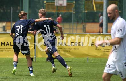 Fussball OEFB Cup. ASK gegen Admira Wacker.  Torjubel David Puczka, Jakob Tranziska (Admira Wacker). Klagenfurt, am 23.7.2023.
Foto: Kuess
---
pressefotos, pressefotografie, kuess, qs, qspictures, sport, bild, bilder, bilddatenbank