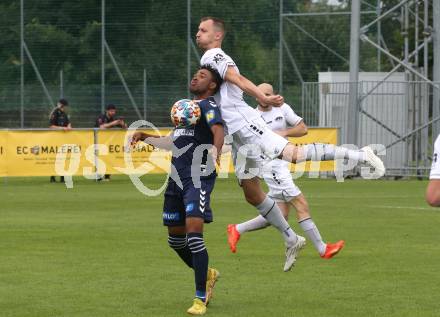 Fussball OEFB Cup. ASK gegen Admira Wacker. Mateo Grubor (ASK), Reinhard Azubuike Young (Admira Wacker). Klagenfurt, am 23.7.2023.
Foto: Kuess
---
pressefotos, pressefotografie, kuess, qs, qspictures, sport, bild, bilder, bilddatenbank