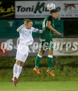 Fussball Kaerntner Liga. Lendorf gegen Landskron. Sandro Christoph Morgenstern  (Lendorf),  Philipp Alexander Gabriel Clementschitsch  (Landskron). Lendorf, am 4.8.2023.
Foto: Kuess



---
pressefotos, pressefotografie, kuess, qs, qspictures, sport, bild, bilder, bilddatenbank