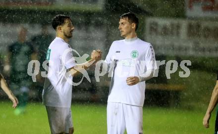 Fussball Kaerntner Liga. Lendorf gegen Landskron.  Torjubel Nemanja Lukic, Lukas Anton Kofler Landskron. Lendorf, am 4.8.2023.
Foto: Kuess



---
pressefotos, pressefotografie, kuess, qs, qspictures, sport, bild, bilder, bilddatenbank